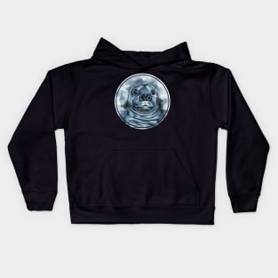 Cute seal in ocean, watercolor sealife art Kids Hoodie